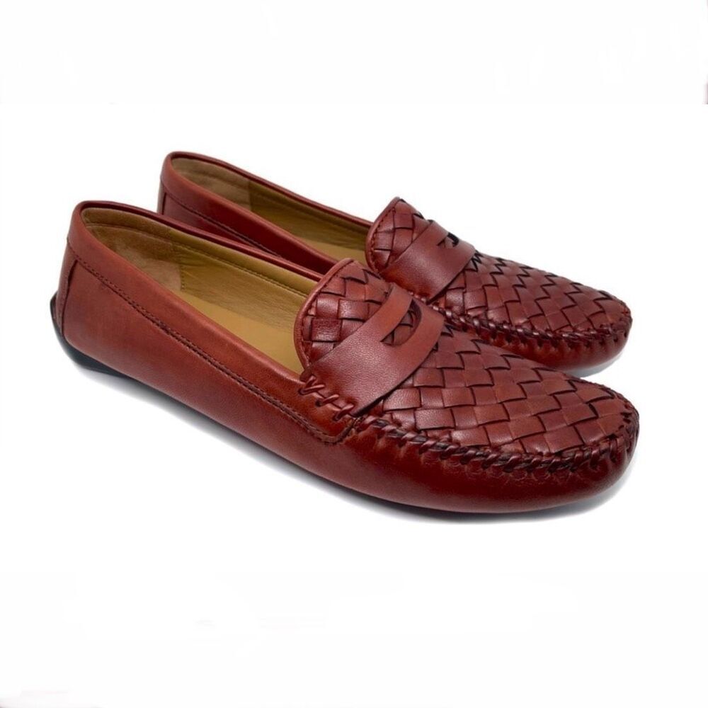 ROBERT‎ ZUR | Petra True Glove Rich Brown Loafers Woven  Leather | Size 8.5